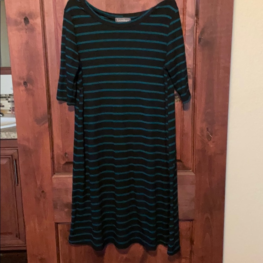 Black and teal stripped dress